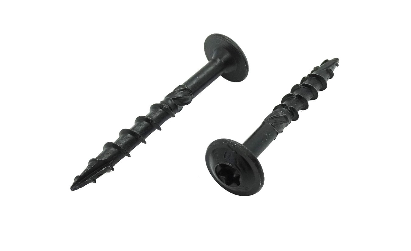 Blechschrauben TORX Flachkopf mit Scheibe schwarz verzinkt 3,9 mm